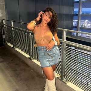 Tan Crop Top with Rhinestones